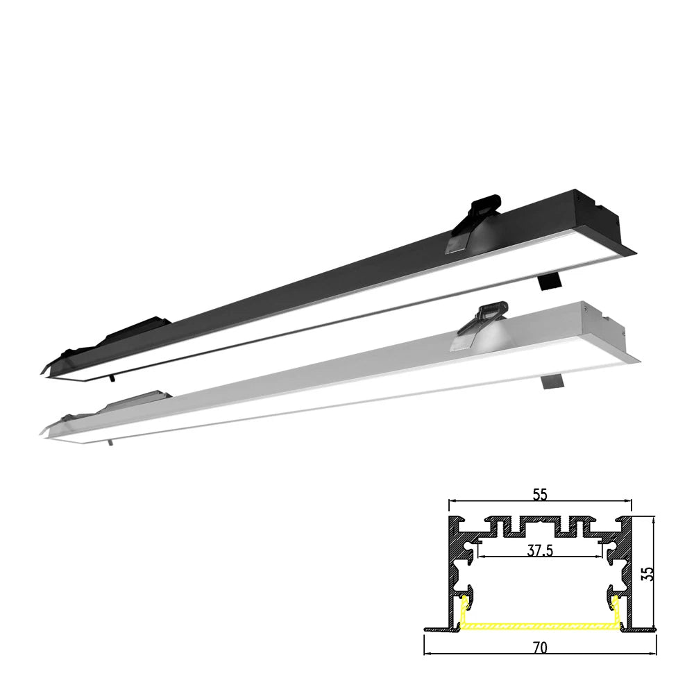 2400mm 60W Recessed LED Linear Light PC Diffuser Dimmable Flush LED Linear Light for Hotel Office Stores