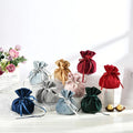 Round Velvet Drawstring Pouch Elegant Soft Fabric Bag for Jewelry Makeup Candy and Wedding Favor Packaging