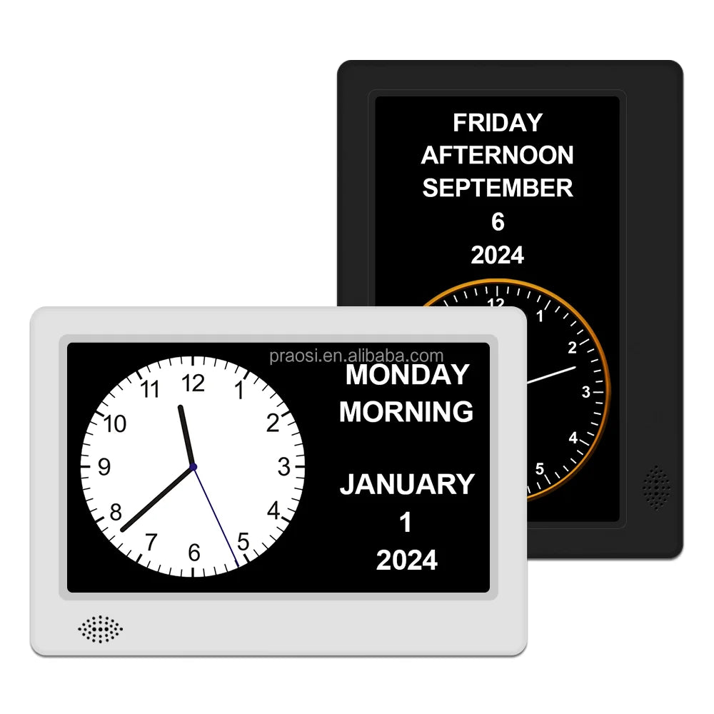 Shenzhen Factory Modern Plastic 7-15 Inch LCD Reminder Calendar Clock Azan Clock for Muslim Prayer Dementia Clock Photo Frame