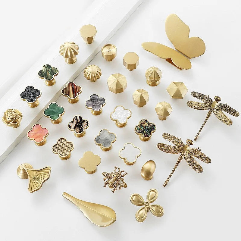 Hot Sale Furniture Drawer Kitchen Cabinet Brass Knobs and Pulls Gold