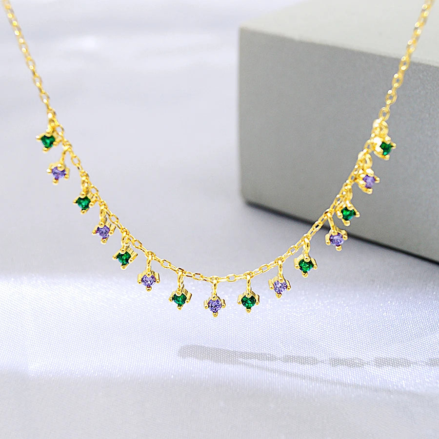 Fine Jewelry Necklaces Sterling 925 Silver Jewelry With Color 5A CZ Necklace for Women Set Accessory Wholesale