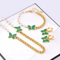 Newest Design 18K Gold Plated Stainless Steel 3PCS Jewelry Set Necklace Bracelet Earring