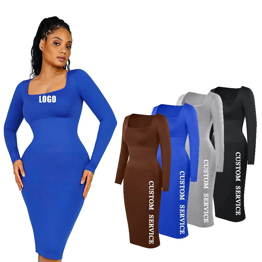 Top Sale Spring Summer Custom Service Elegant Long Sleeve Bodycon Dress Women Plus Size Long Casual Dress for Women