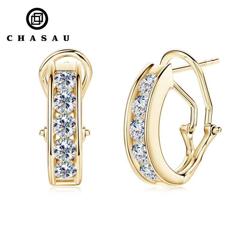 2024 New 3mm D Color VVS1 Clarity Brilliant Round Cut Moissanite Hoop Earrings 925 Sterling Silver Clip Earrings for Women