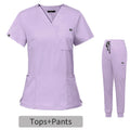 Wholesale Purple Color Hospital Uniform Medical Scrubs Set Custom Women Fashion Causal Stretch Jogger Pant Nursing Scrubs Sets MegaBDM
