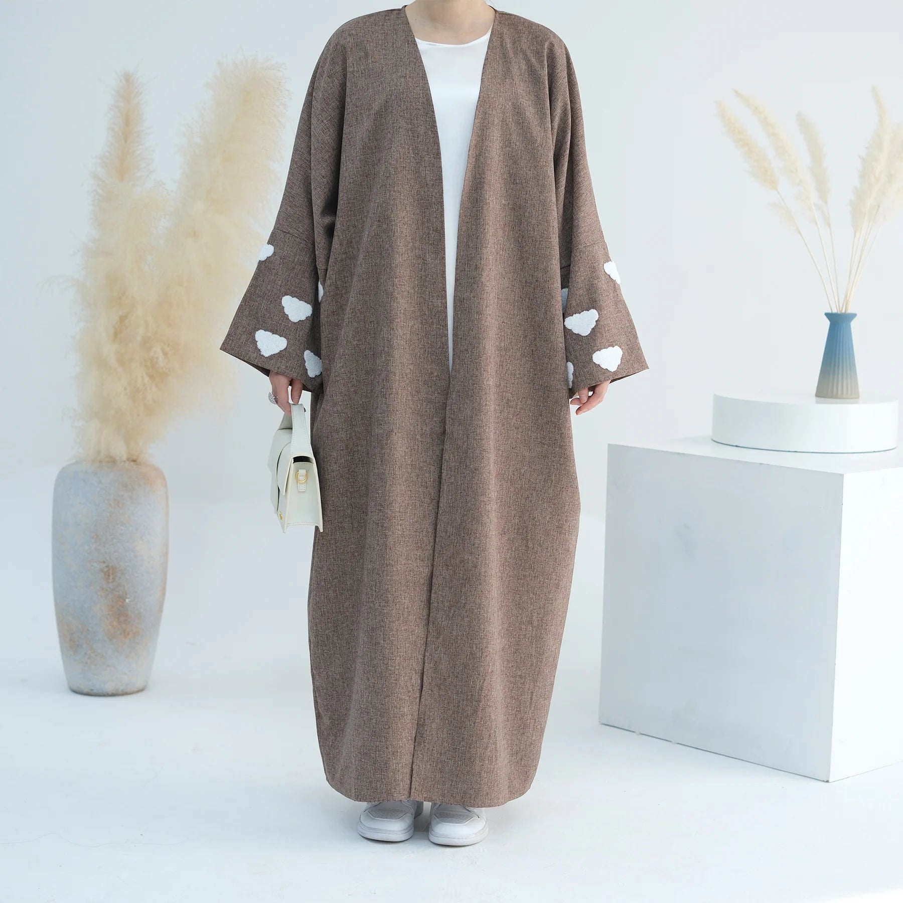Loriya Solid Color Linen Abaya Turkey EID Ramadan Islamic Clothing Abaya Women Muslim Dresses Modest Kimono Cardigan Open Abaya