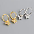 New Trendy Butterfly Zircon Hoop Earrings 18k Gold 925 Sterling Silver Fashion Hoop Earring for Women