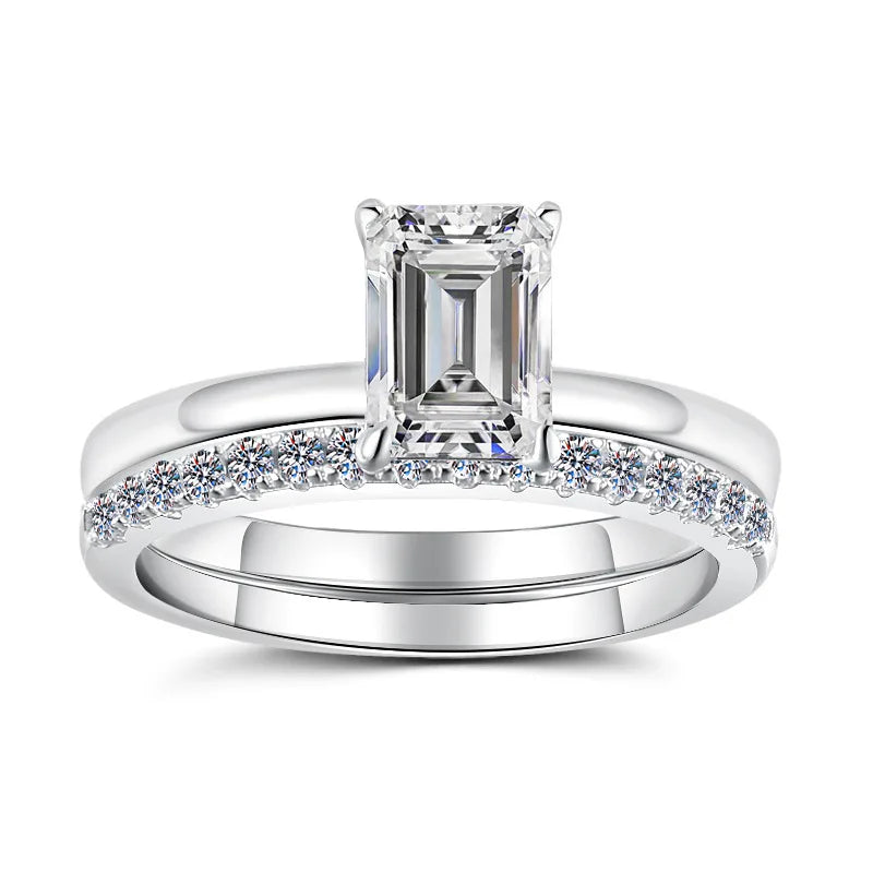 925 Sterling Silver Moissanite Ring for Women Grandmother Cut Minimalist Folding Ring Cross-Border Wholesale