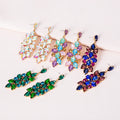 American Ins Coloured Glass Drill Geometric Drop Earrings Inlaid Diamond Rhinestone Flower Exaggerated Earrings