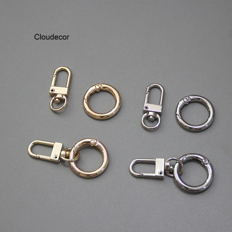 Metal Zinc Alloy Buckle Hardware Gold Silver Electroplating Circular Link Ring Detachable Bag Phone Chain Accessory