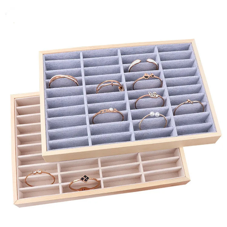 Ice Grey Velvet Insert Jewelry Tray for Gold and Silver Bracelet Display Rice Grain Log Display Tray for Jewelry Packaging