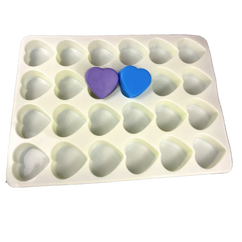 New Arrival 24 Cavity Silicone Heart Mold for Ice Cubes Chocolate Gelatine Baking and Candy Heart Soap Mold
