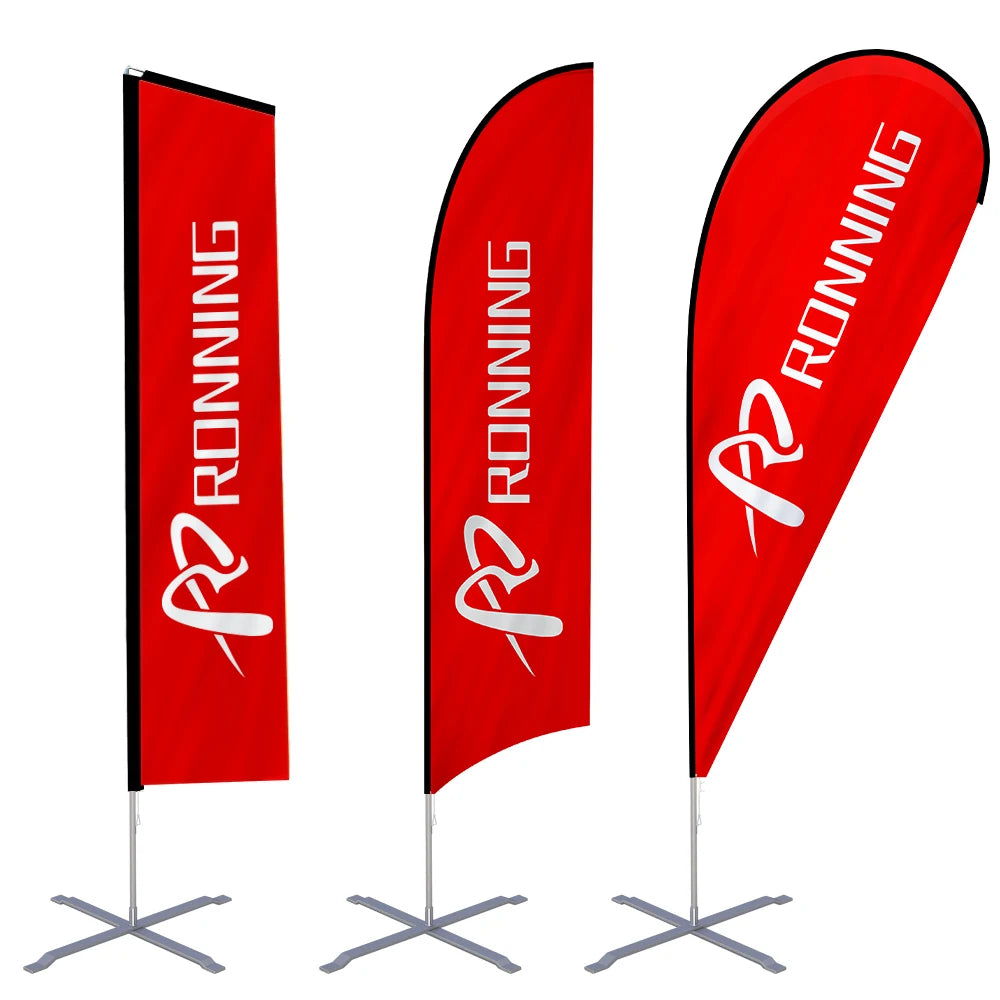 Factory Wholesale Flying Beach Flag Base Banner Promotional Printed Flying Custom Feather Teardrop Beach Flag for Advertising