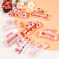 QIYUE 8 Pcs Valentine's Day Heart Hair Claw Clips for Women Pink Rectangle Hair Clips Cute Non-slip Medium Size Ponytail Holders