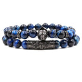 Hot Selling Blue Tiger Eye Stone Elastic Bracelet with Micro-Inlaid Zircon Curved Pipe Natural Blue Fashion Jewelry Bangles
