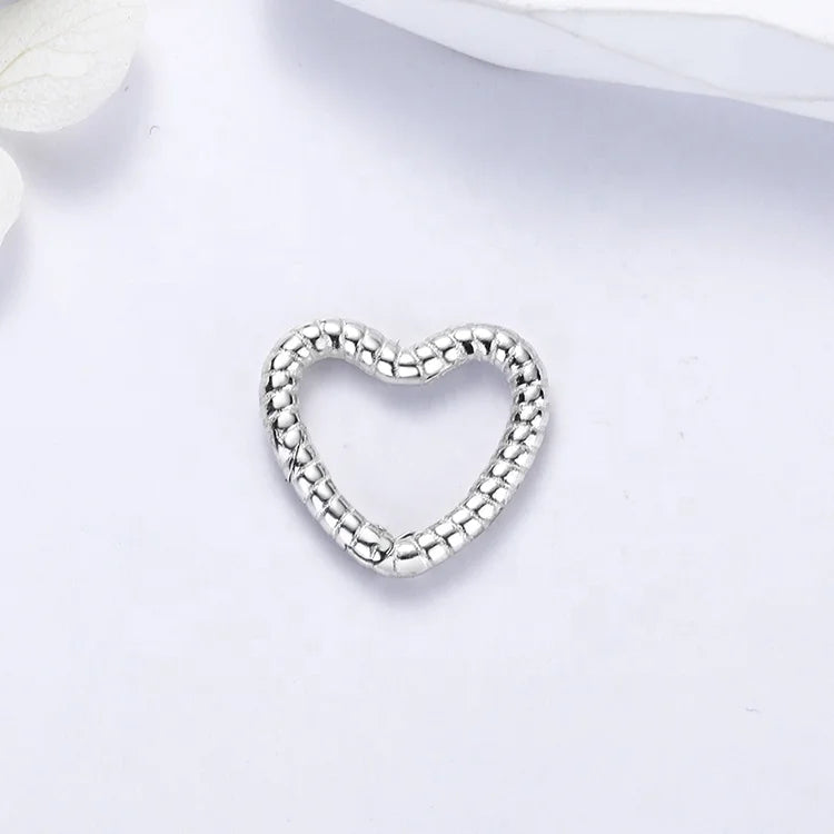 Manual Polishing 925 Solid Silver Heart Shape Lock Twisted Charm Holder Clip Snap Clasps for Necklace Bracelet Jewekry