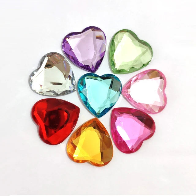 Craft DIY Colors Acrylic Faceted Heart Flatback Rhinestone Gems