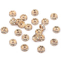 Wholesale 50pcs/bag 4/6/8/10mm 14K Gold Color Crystal Rhinestone Rondelle Spacer Beads ForJewelry Making