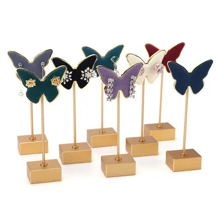 Gorgeous Metal Ear Studs Jewelry Display Stand Organizer Unique Butterfly Showcase Earrings Display Holder