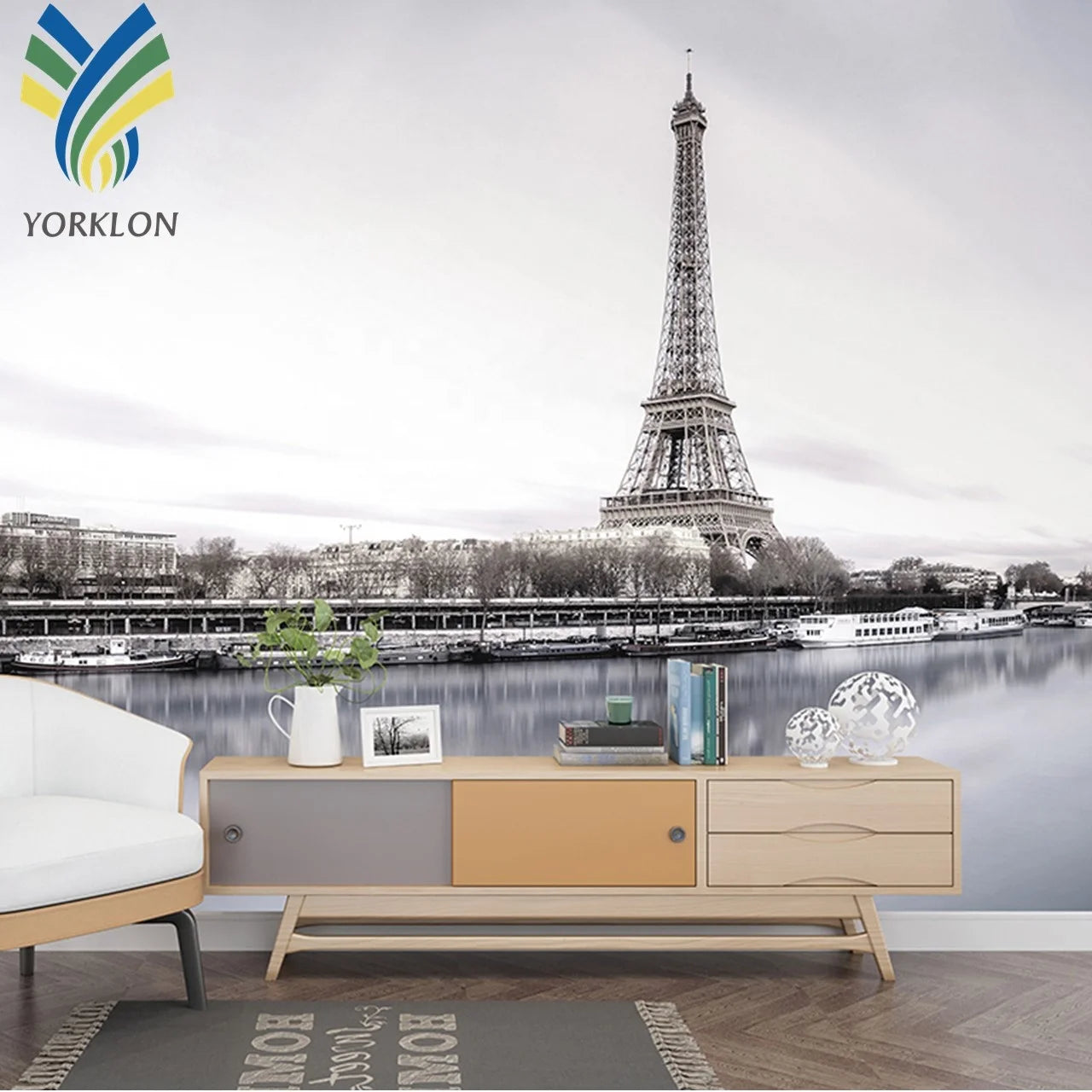 Modern Style Paris City View 3D Wall Murals Wallpaper Custom Made for Bar Studio Home Decoration Waterproof Anti-Static 1-Year