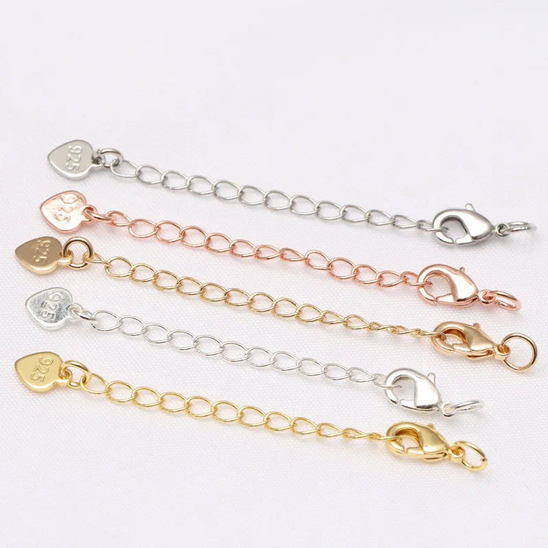 Lateefah OEM Extended Tail Chain Heart Clasps Lobster Clasps Chain DIY Necklace Jewelry Making Findings Extention Chain