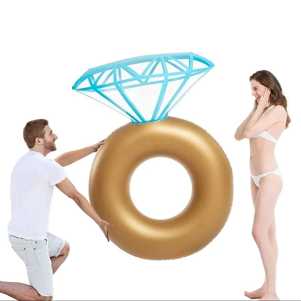 Engagement Party Pool Party Inflatable Diamond Swim Ring Pool Float Swimming Tube Durable Eco-friendly PVC Customized Printing