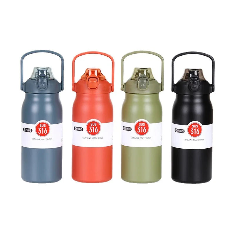 316 Stainless Steel Large Capacity Thermos Bottle 1.5L With Straw Portable Outdoor Vacuum Water Flask