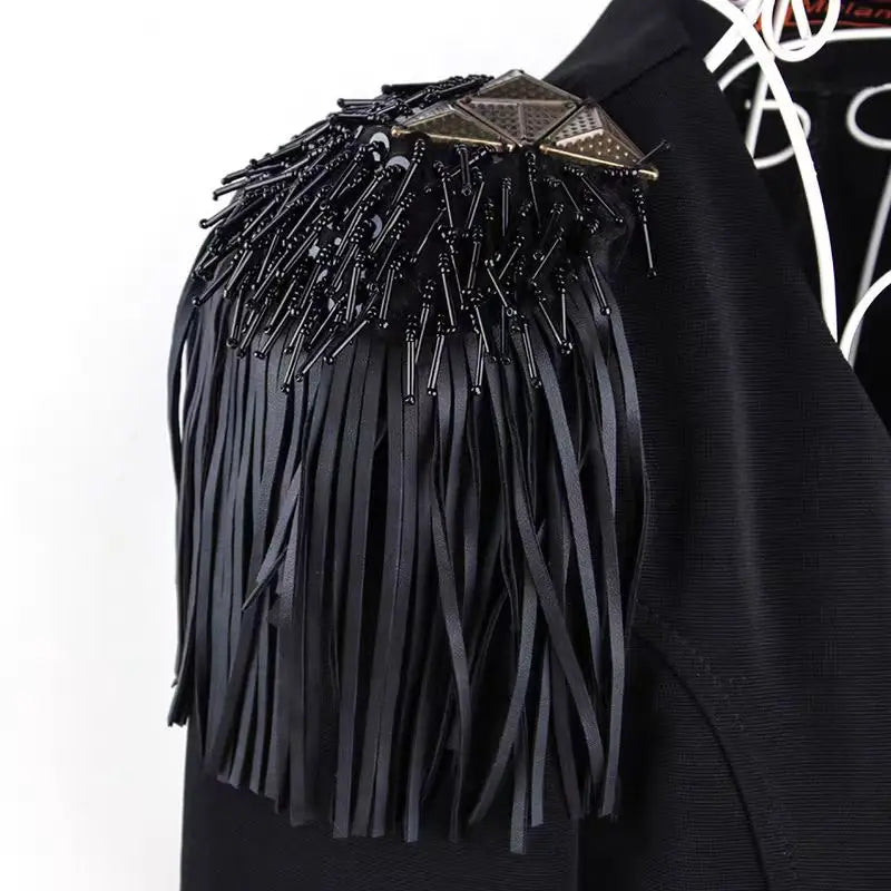 Eco-Friendly PU Leather Fringe Shoulder Patch Beaded Decorative Accessories for Coats Suits Dresses Clothes Shoes Fashion PVC