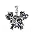 Custom Vintage Stainless Steel Double Axe Runic Compass Norse Viking Jewelry Pendants Necklace for Men Daily Wear