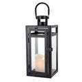 Small Black Candle Lantern Metal Tempered Glass Candle Holder for Garden Home Decoration