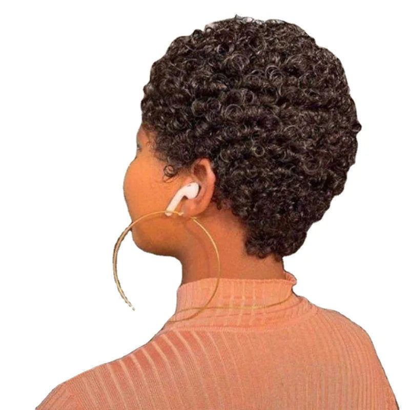 Pixie Cut Wig Human Hair Short Curly Human Hair Wigs Cheap  Non Lace Wig Full Machine Made Perruque Cheveux Humain