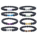Factory Wholesale Women Men Elastic Hematite Bead Lave Stone Bracelet Essential Oil