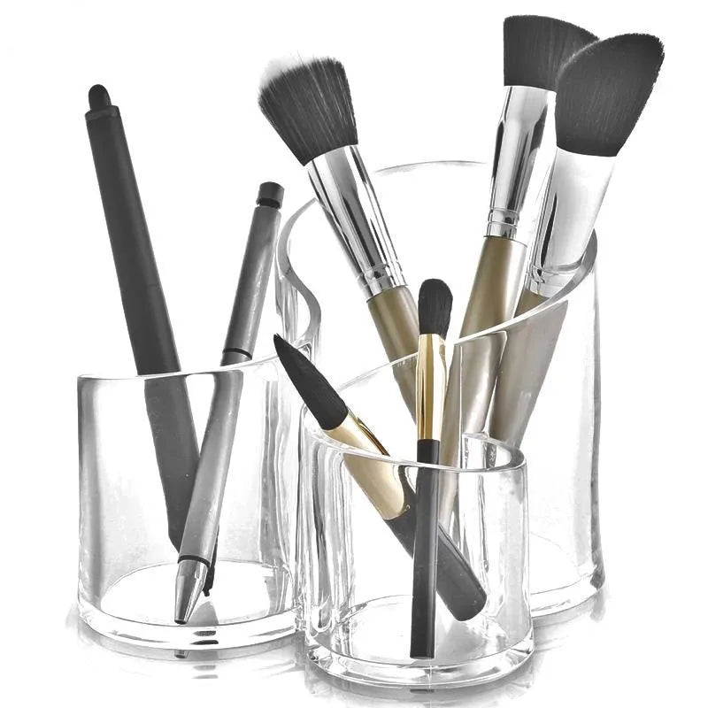 Fast Delivery Multi Function Makeup Organizer Clear 3 Slot Acrylic Cosmetic Brushes Storage Eyeliners Eyebrow Pencil Display