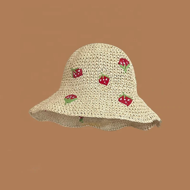 WD-A799 Foldable Floppy Straw Paper Striped Hats for Women-Premium Quality Outdoor Travel Casual Fashion