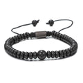 8mm Adjustable Black Diamond Men's Natural Stone Woven Rope Bead Bracelet