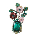 Latest Fashion Exquisite Crystal Vase Brooch Jewelry Rhinestone Flower Brooches Pins for Women Birthday Wedding Gift