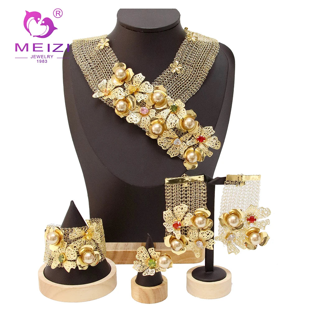MEIZI JEWELRY Fine 18k Gold Bridal Jewelry Sets Fashion Trend in Dubai for Women's Party and Wedding Jewelry Sets