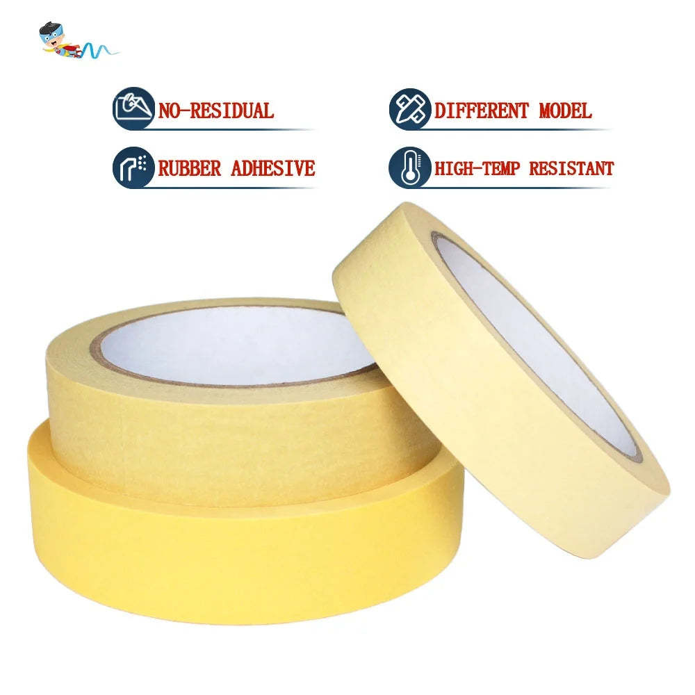 High Temperature Heat Resistant No-Residual Car Vehicle Automotive Refinish Spray Paint Crepe Paper Masking Rubber Adhesive Tape