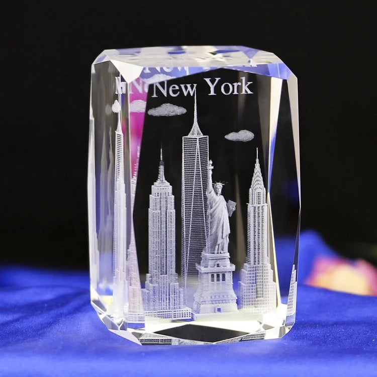Small Bridge Wholesale Customization K9 New York Famous Building 3d Laser Engraved Glass Crystal Crafts With Factory Price