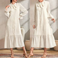 Beautiful Women Clothing Islamic Dress Button Bell Sleeve Tiered Ruffled Abaya Elegant Dress for Muslimah