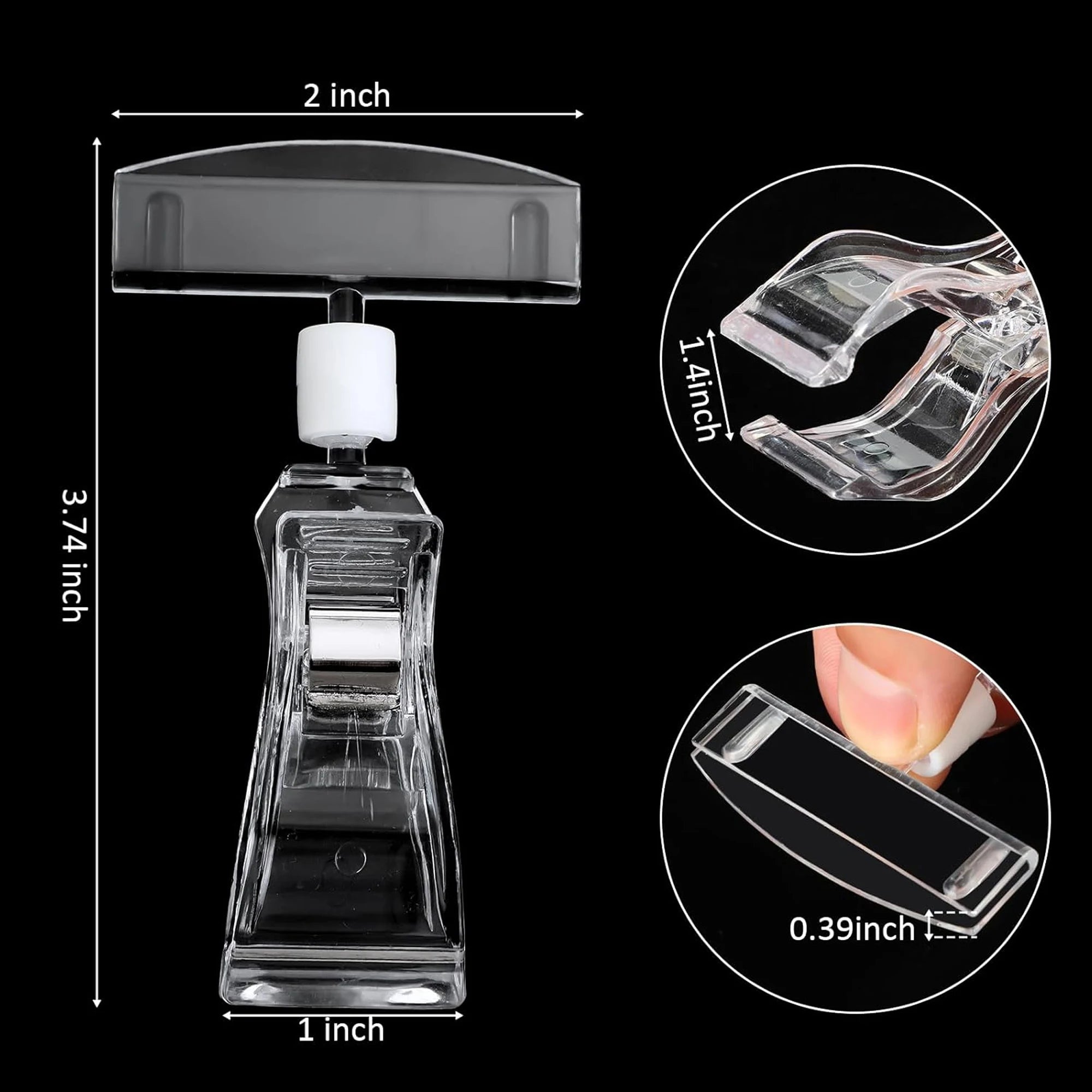 Display Price Holder Plastic Sign Holder Clips Swivel Price Signs Rotatable Rack Shelf Price Clips for Merchandise
