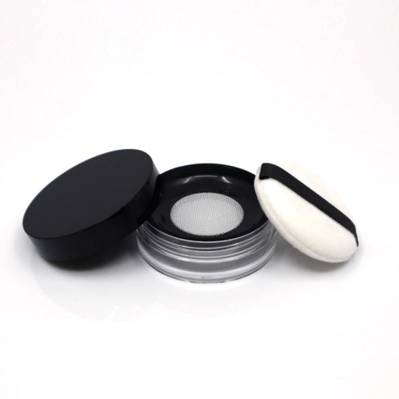 Round Clear Empty Powder Packaging Container Case Box Plastic Loose Powder Jar 10g 12g 15g Wth Sifter