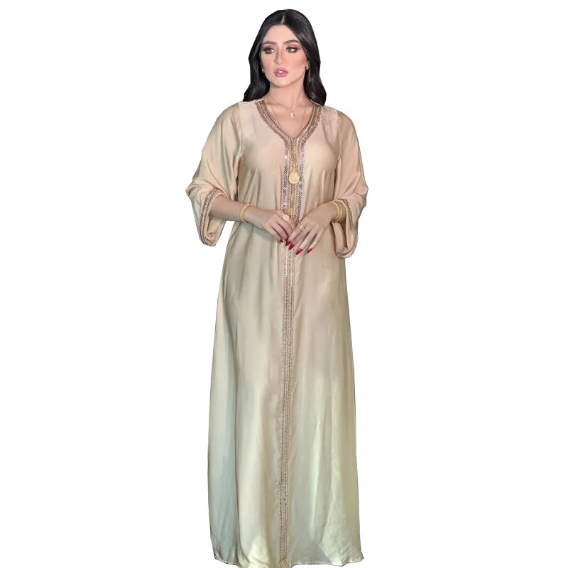 2024 Dubai Abaya Muslim Dress Dubai Women's Fashion Abaya Long Dress Hot With Diamond Dress Middle Eastern