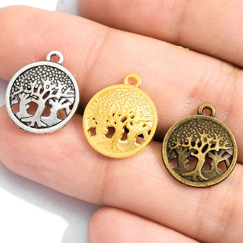 Antique Silver Plated Tree Charms Pendant DIY for Bracelet Necklace Jewelry Accessories 19*16mm Q263
