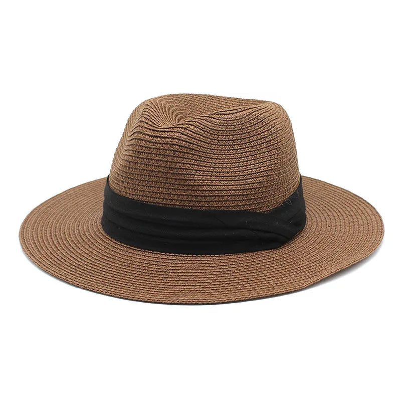 Unisex Foldable Summer Straw Fedora Hat New Wholesale Panama Sun Shade for Men Women for Travel Fishing Daily Casual Use Beach