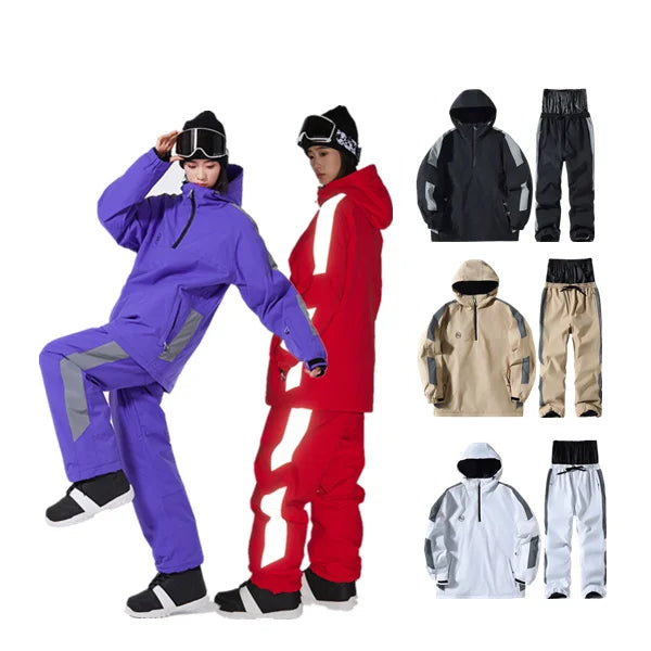 Waterproof Windproof Outdoor Women Men Couple Snowboard Suit Winter Warm Ski Jacket Ski Pants Skiing Suit