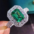 CAOSHI 2025 New Jewelry Green Crystal Cubic Zirconia Women Ring Luxury Emerald Cut Vintage Party Lady Rings