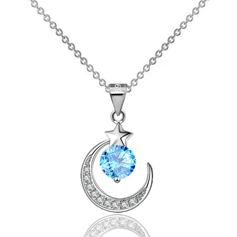 2022 New Style Star Moon Pendant Necklace Hot Fashion Copper Jewelry with Lovely Personality for Wedding and Party