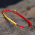 Classic 999 Sterling Silver Gold Color Handmade Red String Bracelet for Women Six Words Engraved Mantra Prayer Buddhism Jewelry