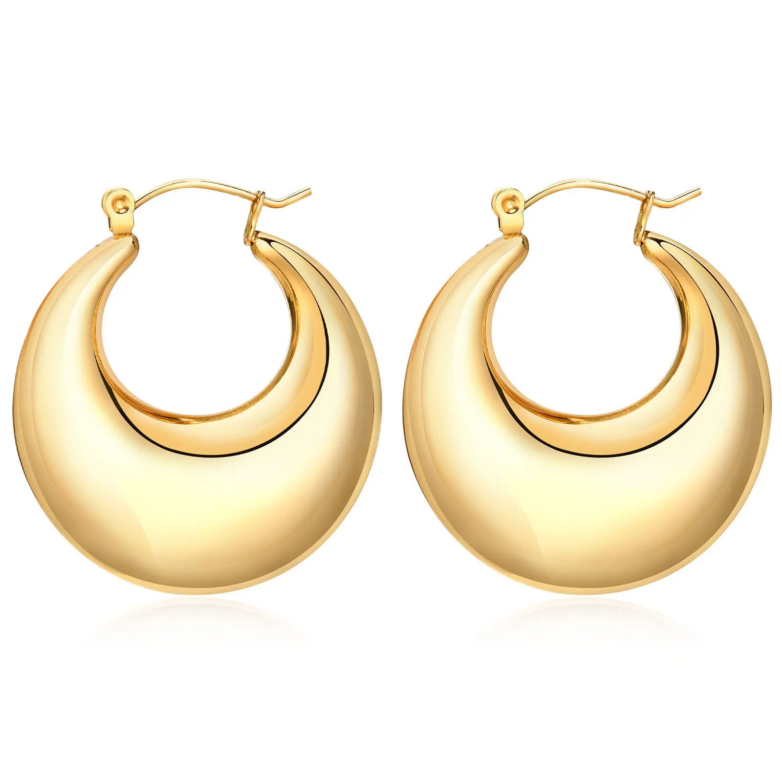 JOOLIM  High Quality 18K PVD Gold Plated Hollow Chunky  Stainless Steel Hoop Earrings for Women Fashion Jewelry 2022
